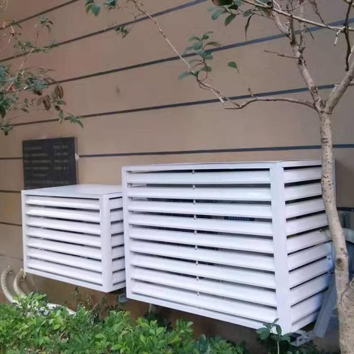 Air Conditioning Window Cover Air Conditioner Fence Screen Outdoor Privacy Ac Covers Fireproof for Outside Units Hide Air Con(Cream,110 * 80 * 60cm 43 * 31 * 24in)