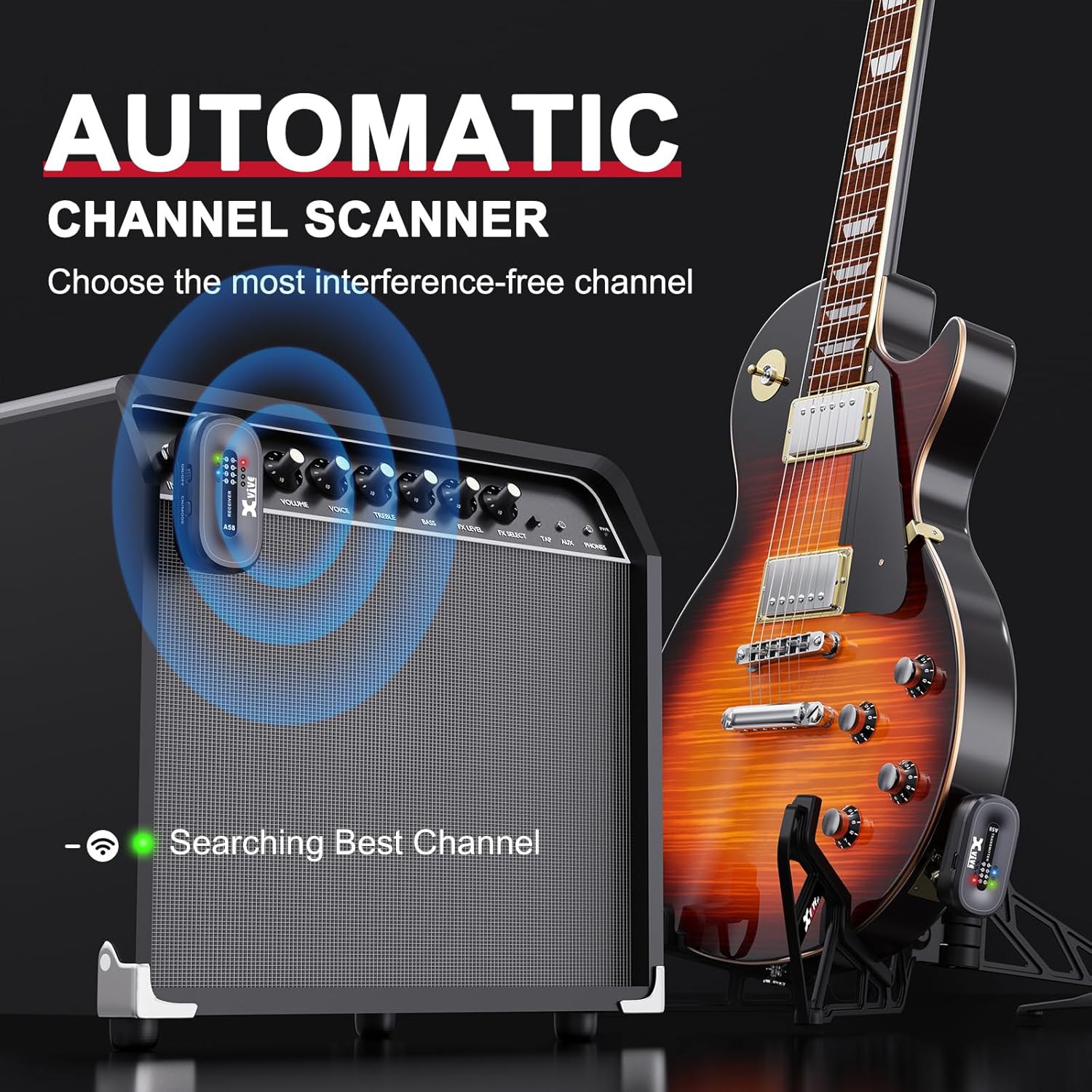 Xvive AC58 Wireless Guitar System 5.8GHz Guitar Transmitter and Receiver with Charging Case