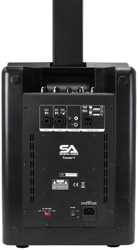 Seismic Audio - Tower1 - Powered Portable Column Array PA System - 4x3 Column Speaker & 10 Inch Subwoofer
