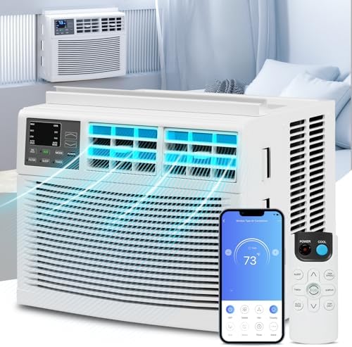 Magshion 12000 BTU Window Air Conditioner, Wi-Fi & Remote Control, Cools Large Rooms up to 450 Sq. Ft., Quiet Operation, 3 Cooling Modes, Washable Filter, Easy Install Window AC Unit