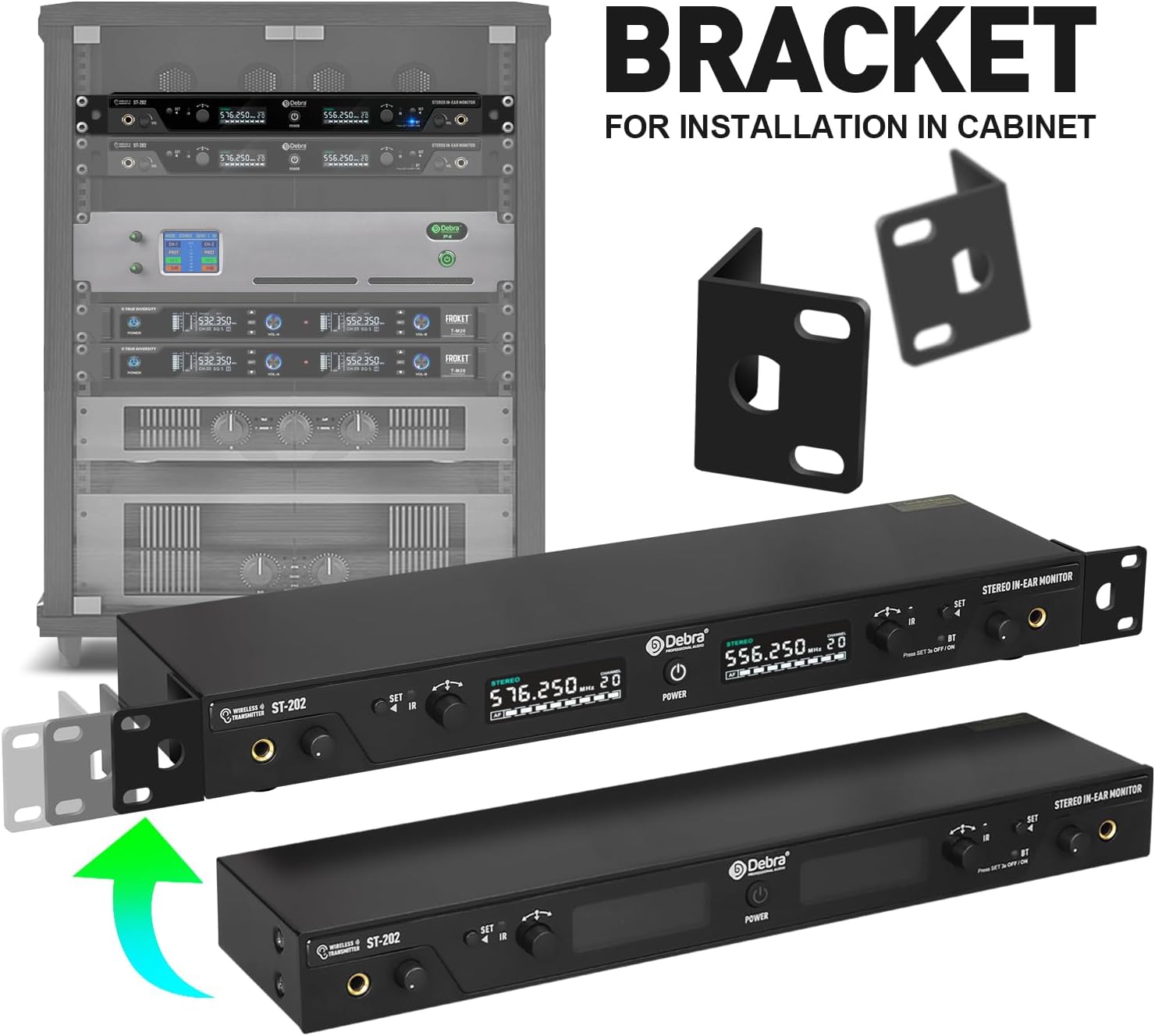 D Debra Audio PRO ST-202 UHF Stereo Wireless in Ear Monitor System, Dual Channel Wireless IEM with Monitoring Type for Stage, Receiver for Studio, Guitar, Band Performance (Dual Channel, 4 Bodypack)