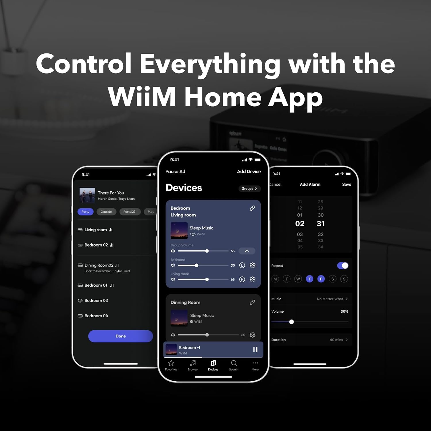 WiiM Amp Ultra with Voice Remote 2 | 100W Streaming Amplifier with Premium ESS ES9039Q2M DAC & Dual TI TPA3255 Amps | Built-in RoomFit EQ & Touchscreen | HDMI ARC, Optical, RCA Inputs | Space Gray