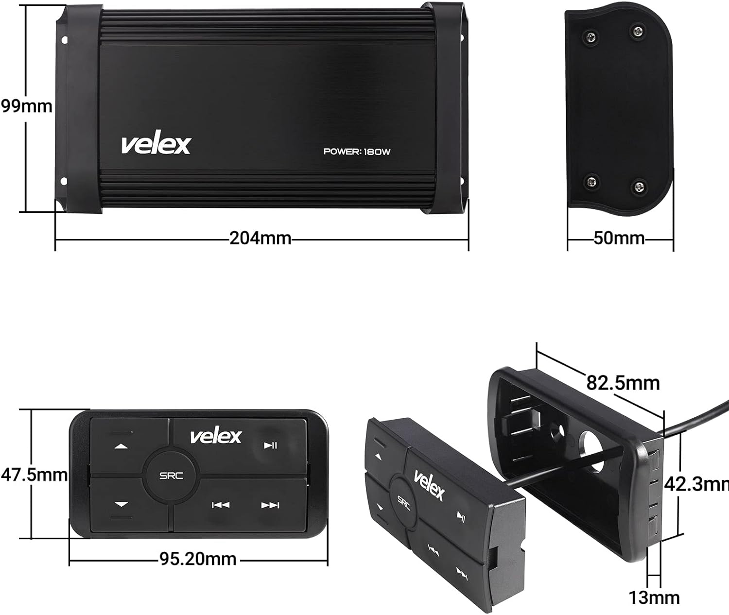 velex Marine Bluetooth Amplifier Speaker Package…