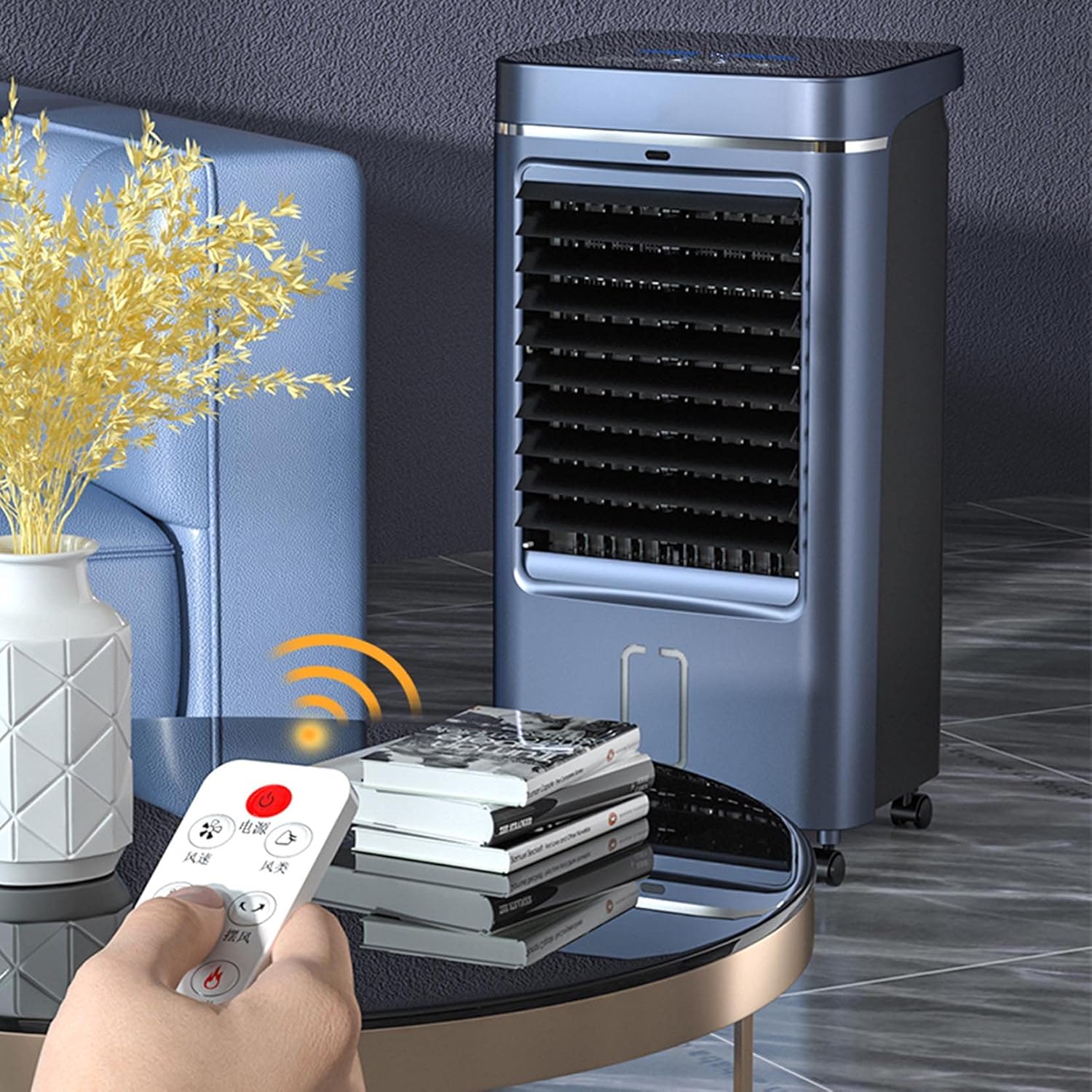 Portable Mobile Air Conditioner Air Cooler Fan for Home with Remote Control & LCD Display - Timer Function,3 Speeds,3 Wind Settings & Oscillation-White A