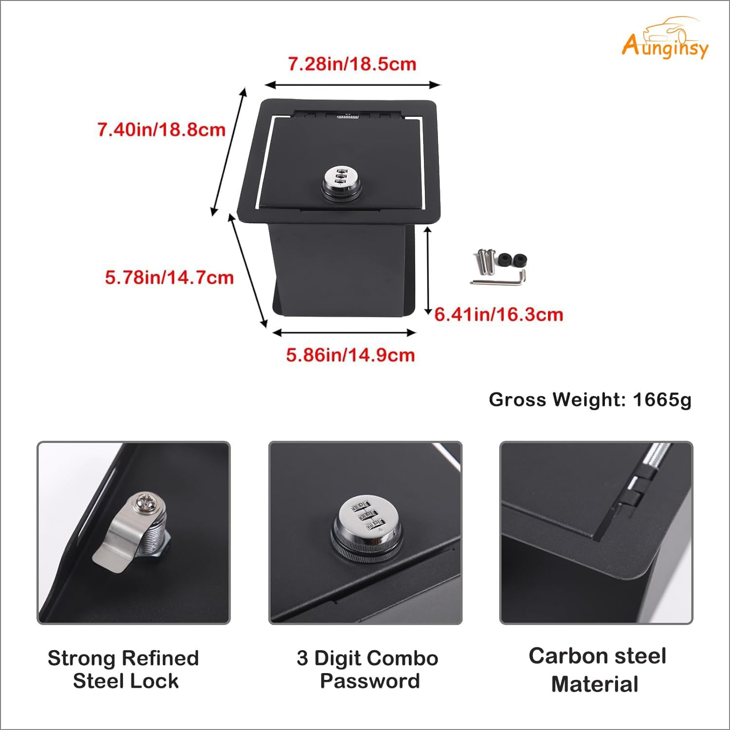 Car Center Console Lock Safe Box Armrest Storage Compatible with Toyota FJ Cruiser 2007-2021+ Center Console Lock Box Armrest Security Organizer Tray Vault with 3 Digit Combo Password Accessories