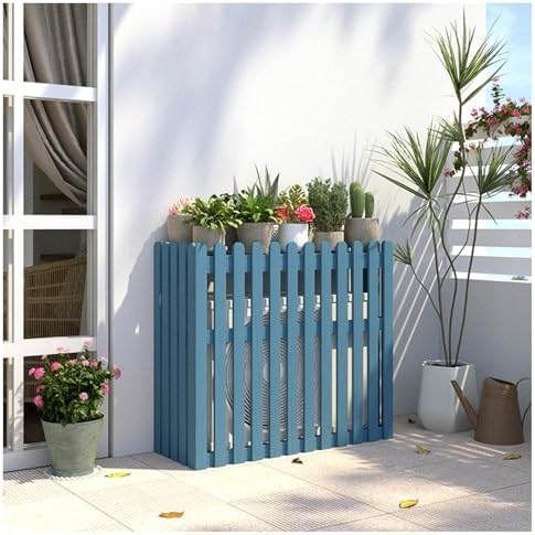 Outdoor Air Conditioner Cover For Outside Units Weatherproof Solid WoAir Conditioner Fence Screen For Outdoor Indoor Hide Privacy Orange blue Grey White (Color : Blue, Size : 105x4