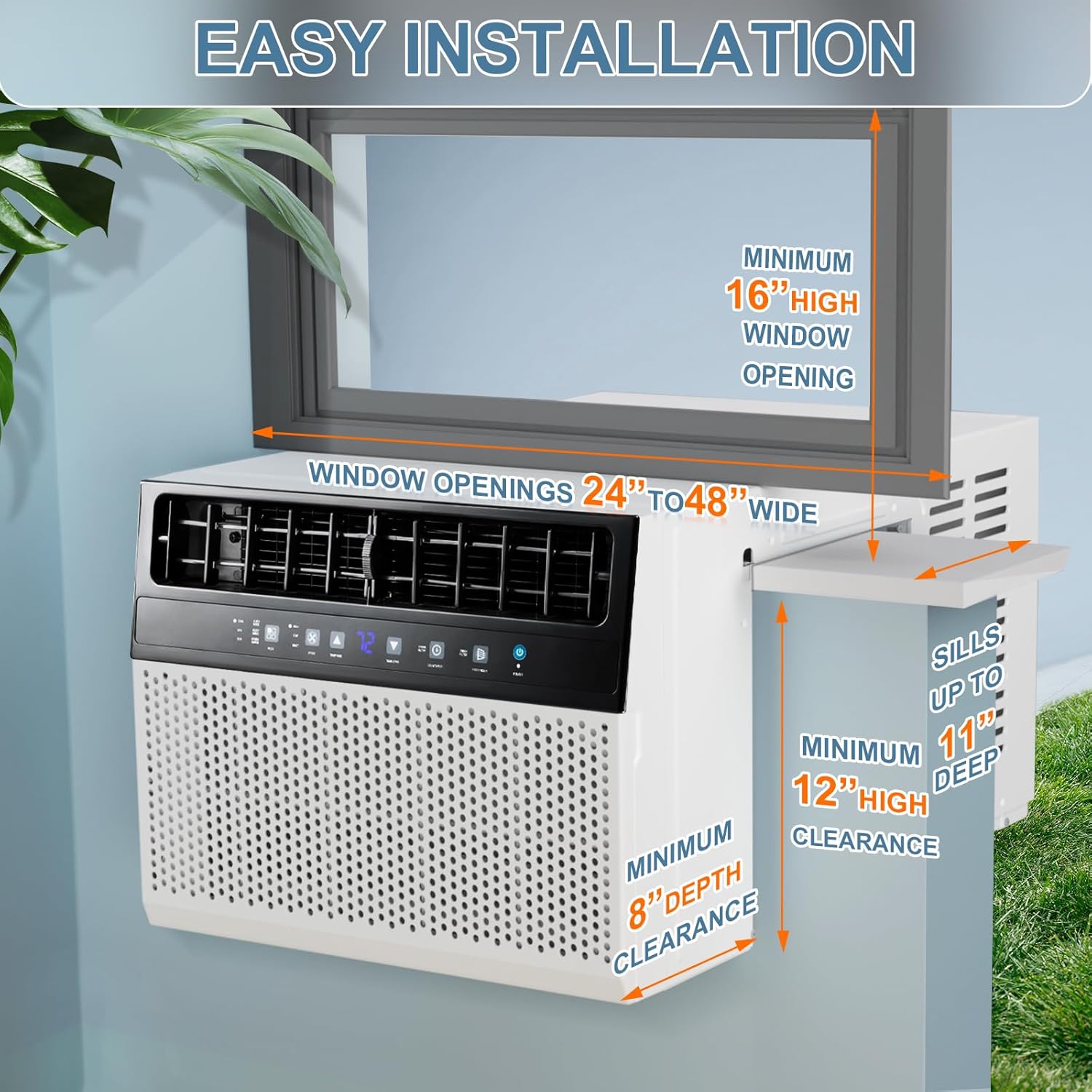 Antarctic Star 10,000 BTU Window Air Conditioners, U-Shaped Air Condtioner Window Unit Cools up to 450 Sq.Ft, Energy-saving Window AC Units, 6 Modes 24H Timer, Easy to Instal, White