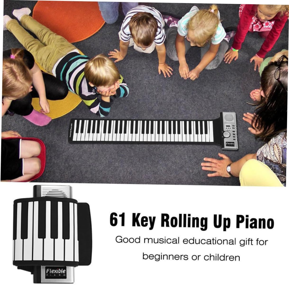 KESYOO 61 Keys Foldable Silicone Keyboard Piano with Speaker Portable Roll-Up Piano for Boys and Girls and Adults for Music Practice and Learning