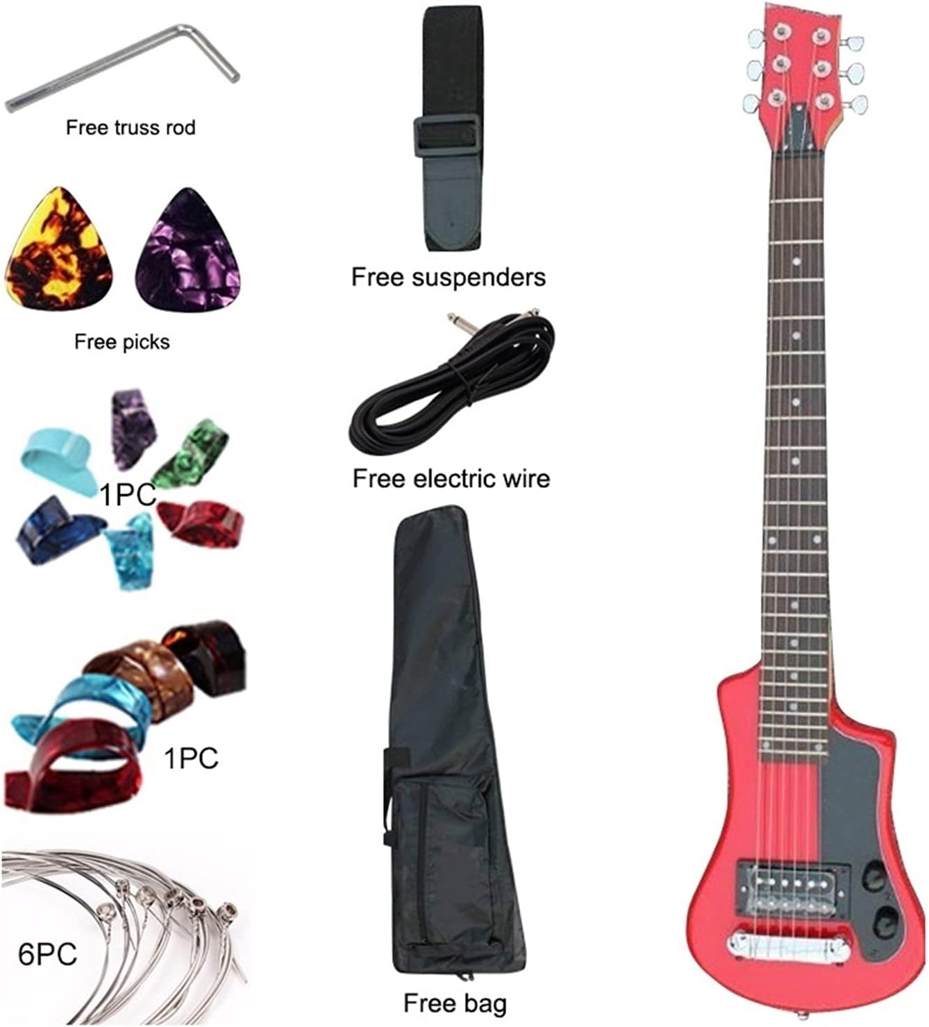 Unfinished Guitar Body Mini Electric Guitar 34 Inch Basswood Body 6 Strings Wood Guitar Guitar DIY Accessory (Color : M2 Bright red)