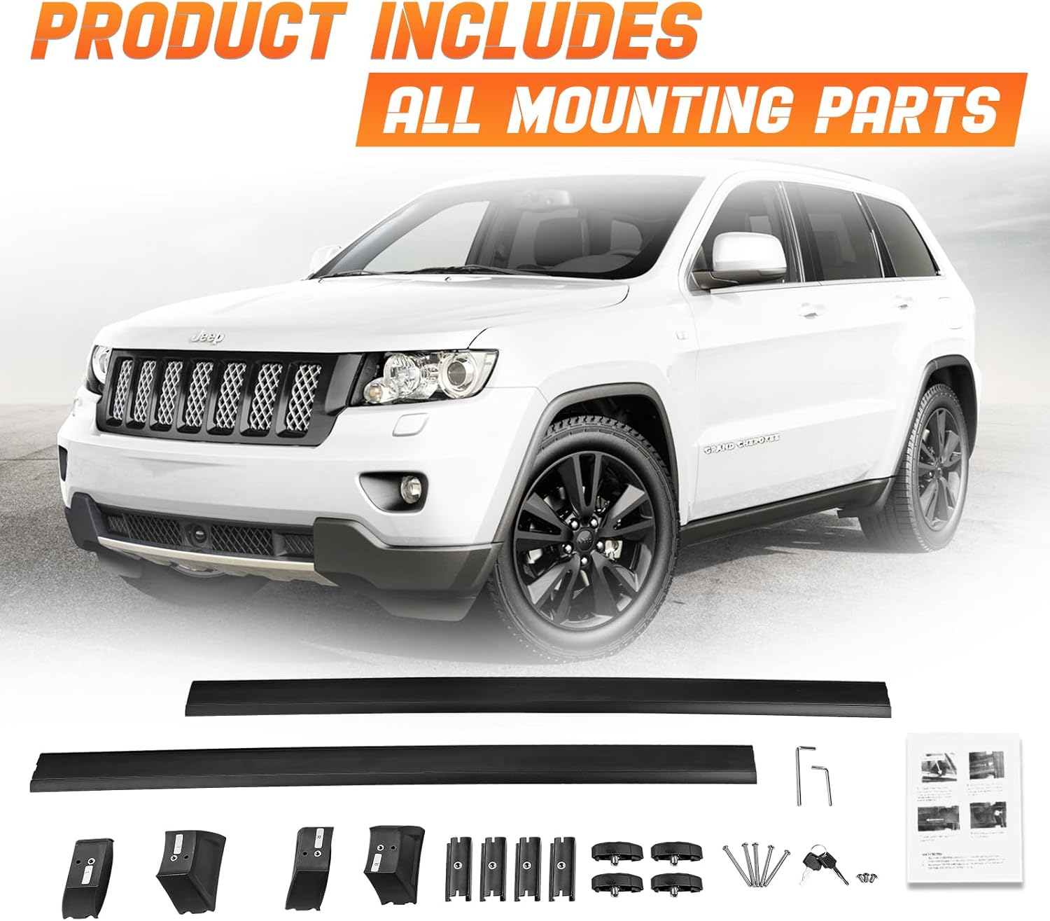 Roof Rack Cross Bars Luggage Carrier Fit for Jeep Grand Cherokee 2011-2021, Capable of Supporting Up to 200 lbs/90 kg, Ideal for Roof Bags, Roof Boxes, Bike Racks, and Various Other Accessories.
