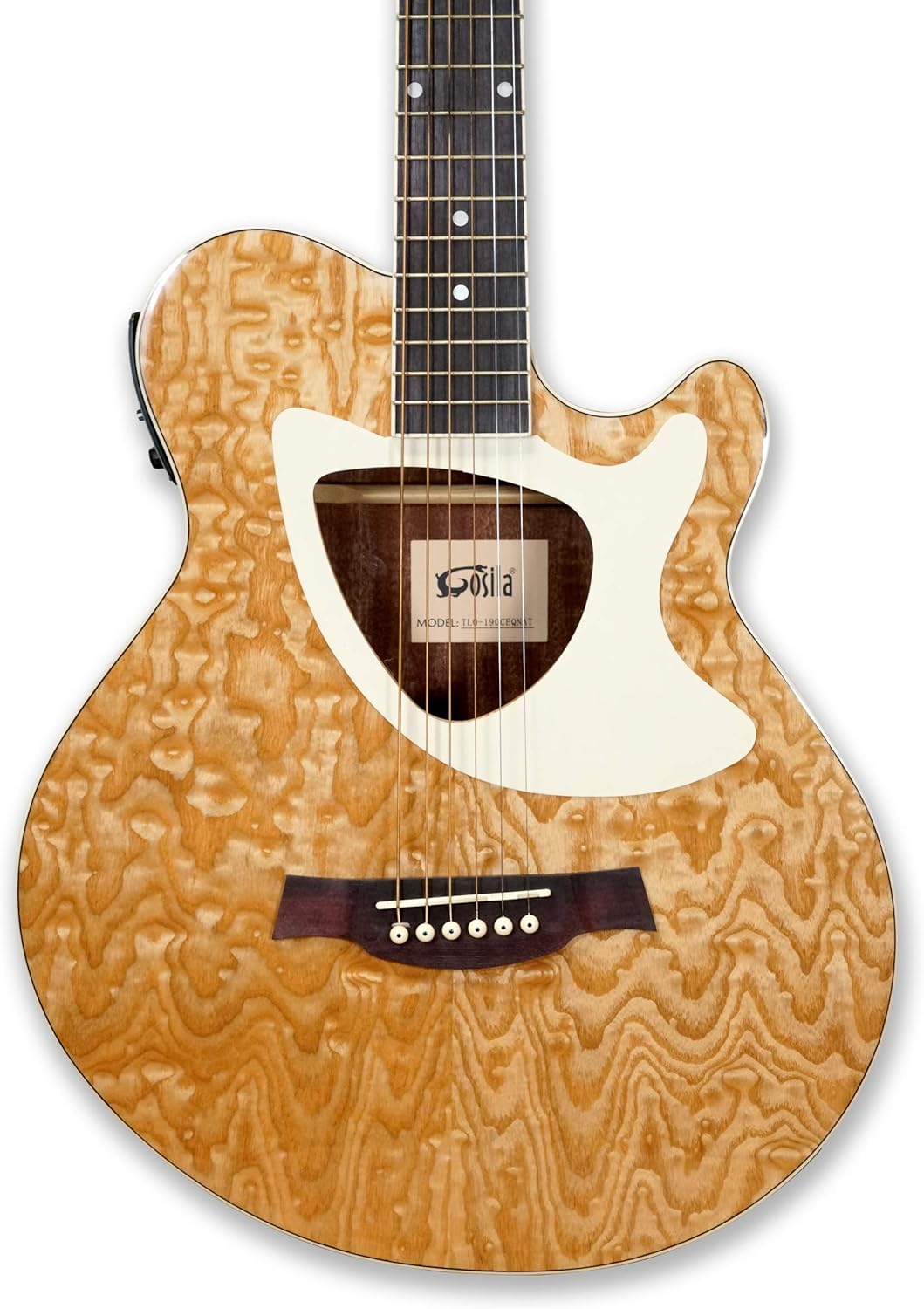 Gosila 39“ Acoustic Electric Cutaway Guitar, Thin Body, Built-In Tuner,ashwood gloss natural finish body