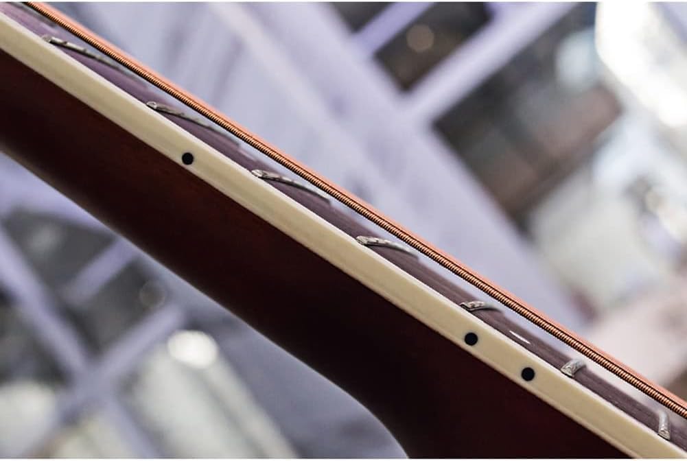 Folk Guitar, Echo Sound Hole, Round Sound Quality, Fully Enclosed Knobs, Notched Corner Design, Curved Fingerboard (Size:41 inches,Color:Brown)