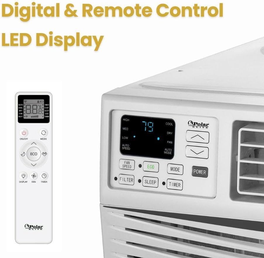 Memorex 12,000 BTU Window Air Conditioner, Cools Up to 550 Sq. Ft., Quiet Operation, Cool/Fan/Dry Modes, Digital Display, Remote Control, Easy Install & 2-Year Warranty