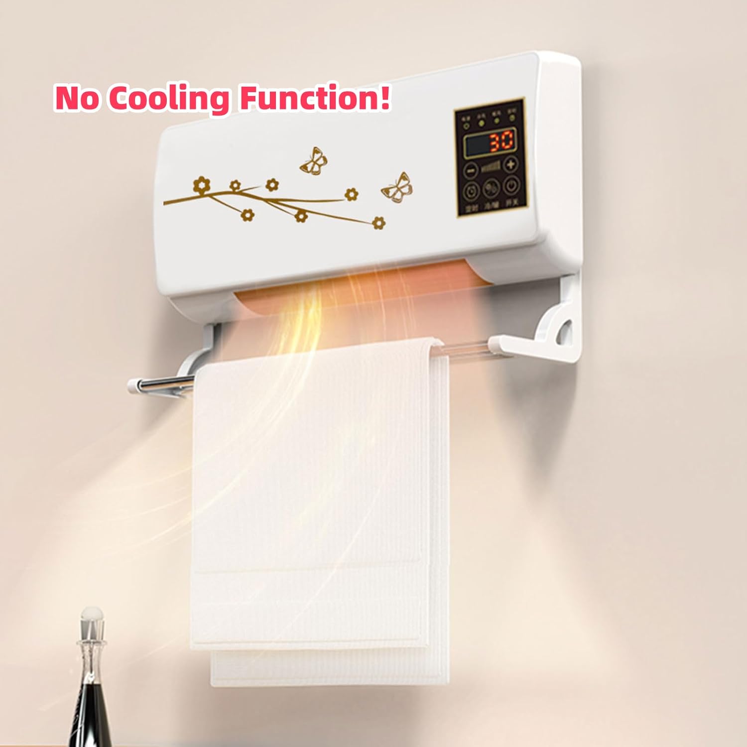 2000W Mini Air Conditioner, Natural Wind And Heating Function Air Heating Fan Mount Electric Heater for Bath Room Living Room (No Cooling Function)