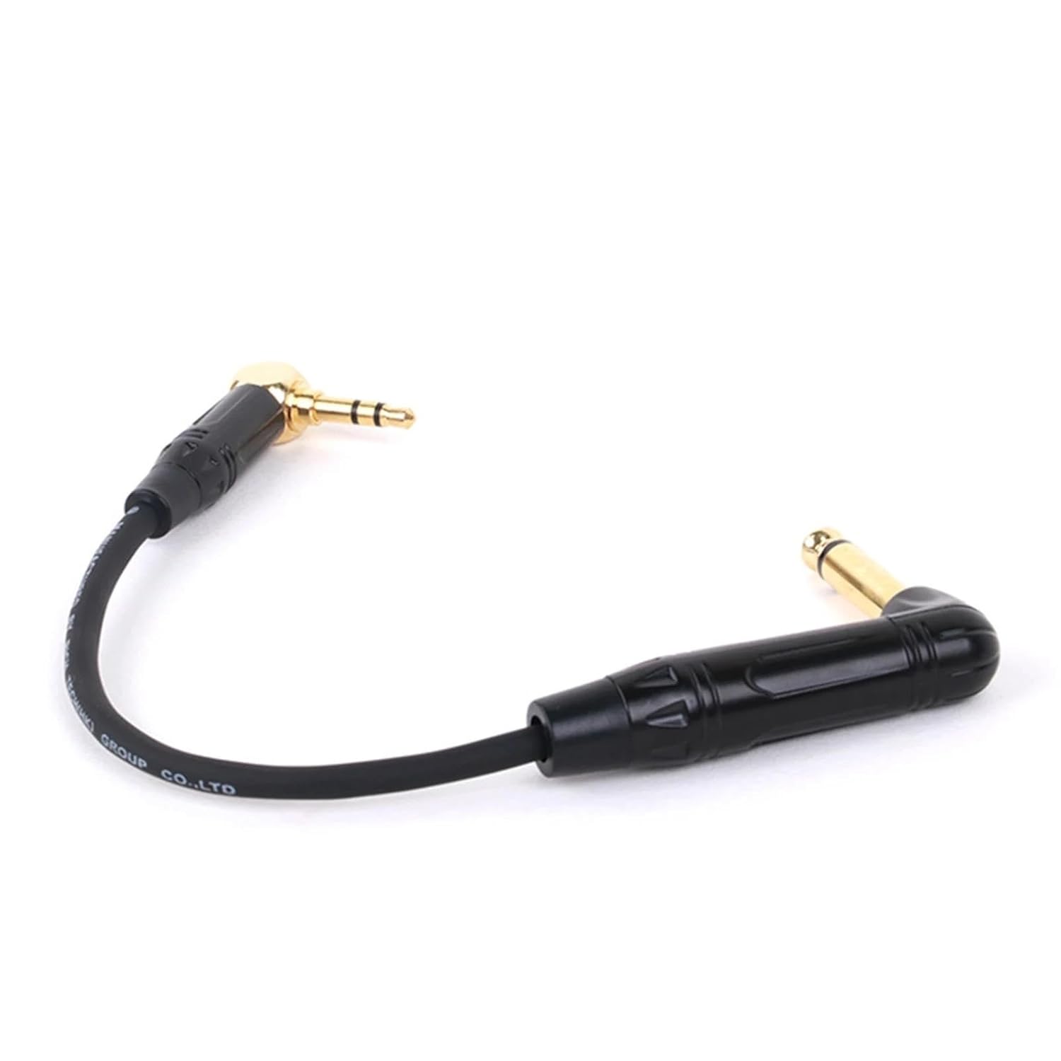 Pro Audio Cable 1PC Gold Plate Right Angle 6.35 Mono to 3.5 Stereo Unbalanced Speaker Amplifier Cable for Guitar Keyboard‎ Cable(Black,300cM)