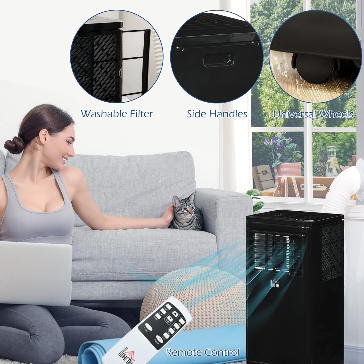 GOWE 8,000 BTU Portable Air Conditioner Evaporative Cooler, Black