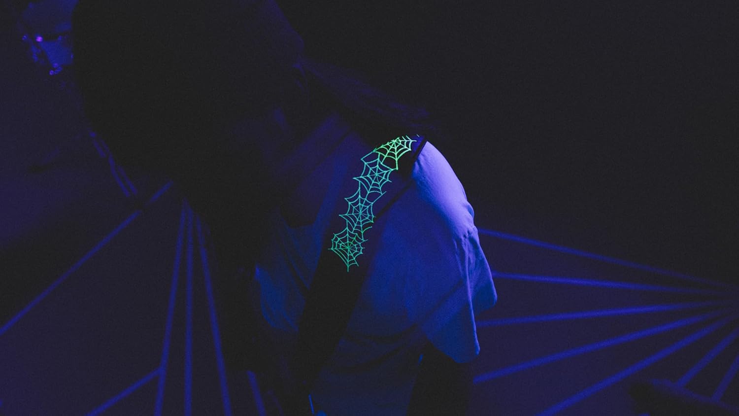 Levy's Leathers Night Life Series Genuine Leather Strap with Glow-in-the-Dark Embroidery Spider Web Pattern, Black (MG317NL-001)