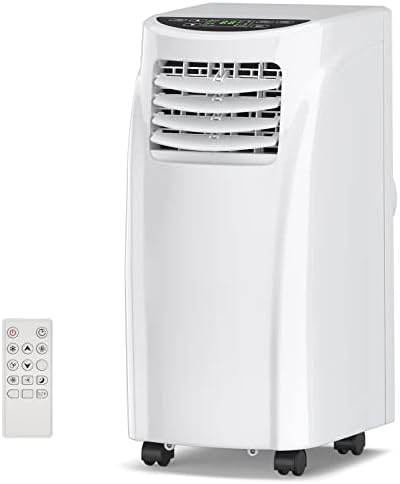 COSTWAY Portable Air Conditioners, 8000 BTU Air Conditioner Unit spaces up to 230 Sq.Ft with Remote Control Dehumidifier Function Window Wall Mount, 4 Caster Wheel, Sleep Mode and 2 Fan Speed