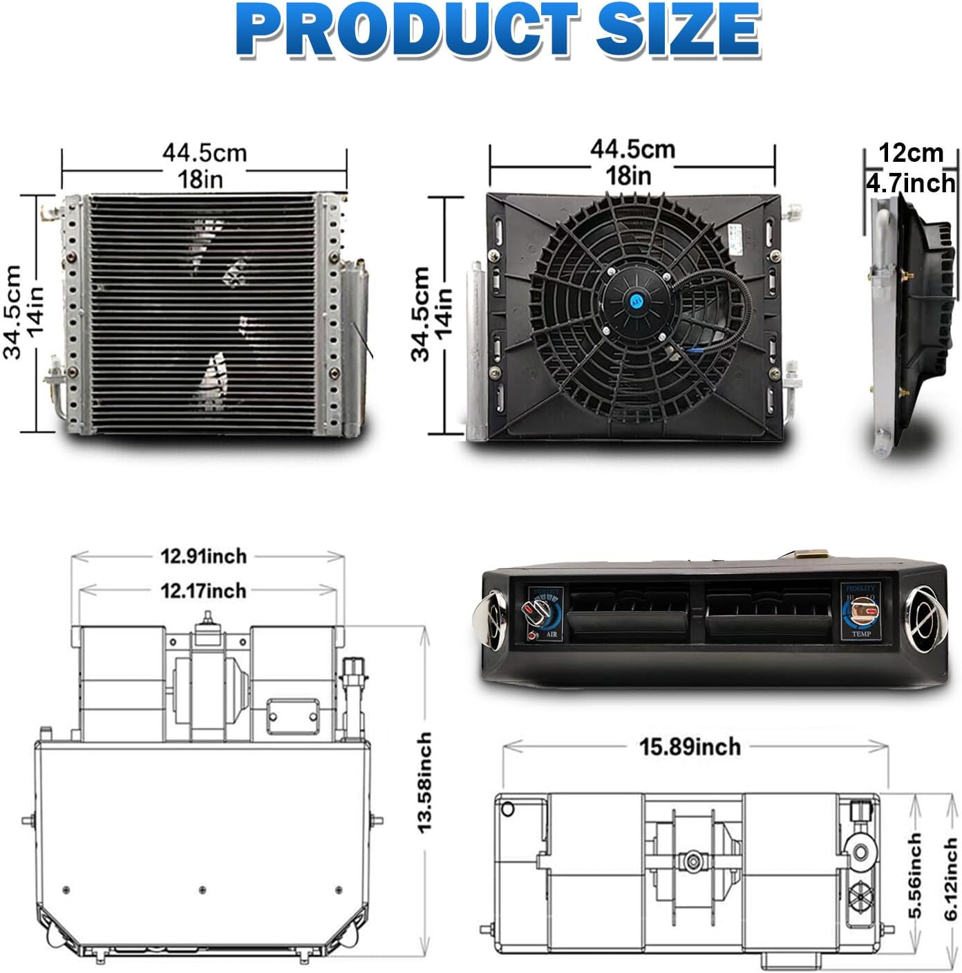Under Dash Air Conditioner 12 Volt 10000BTU, Universal Air Conditioner 12V A/C for Car, 3-in-1 Compressor&Condenser APU, Low Noise Rapid Cooling for Car, Automotive, Sedan, Pickup