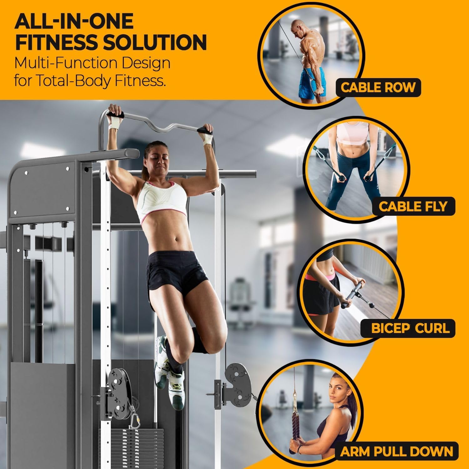 Functional Trainer Cable Machine Home Gym Exercise Equipment - Adjustable Pulley System: Ultimate Workout Equipment for Full-Body Strength, Flexibility & Balance - Dual Weight Stacks Fitness Training