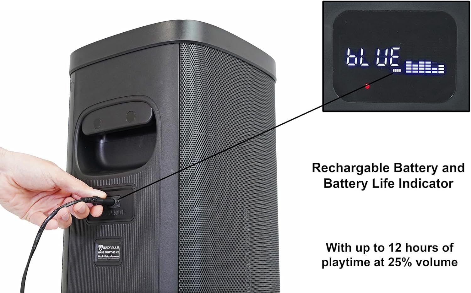 Rockville BASS PARTY 65 V2 Bluetooth Speaker, 1200W, Deep Bass, LED Lights, 6.5