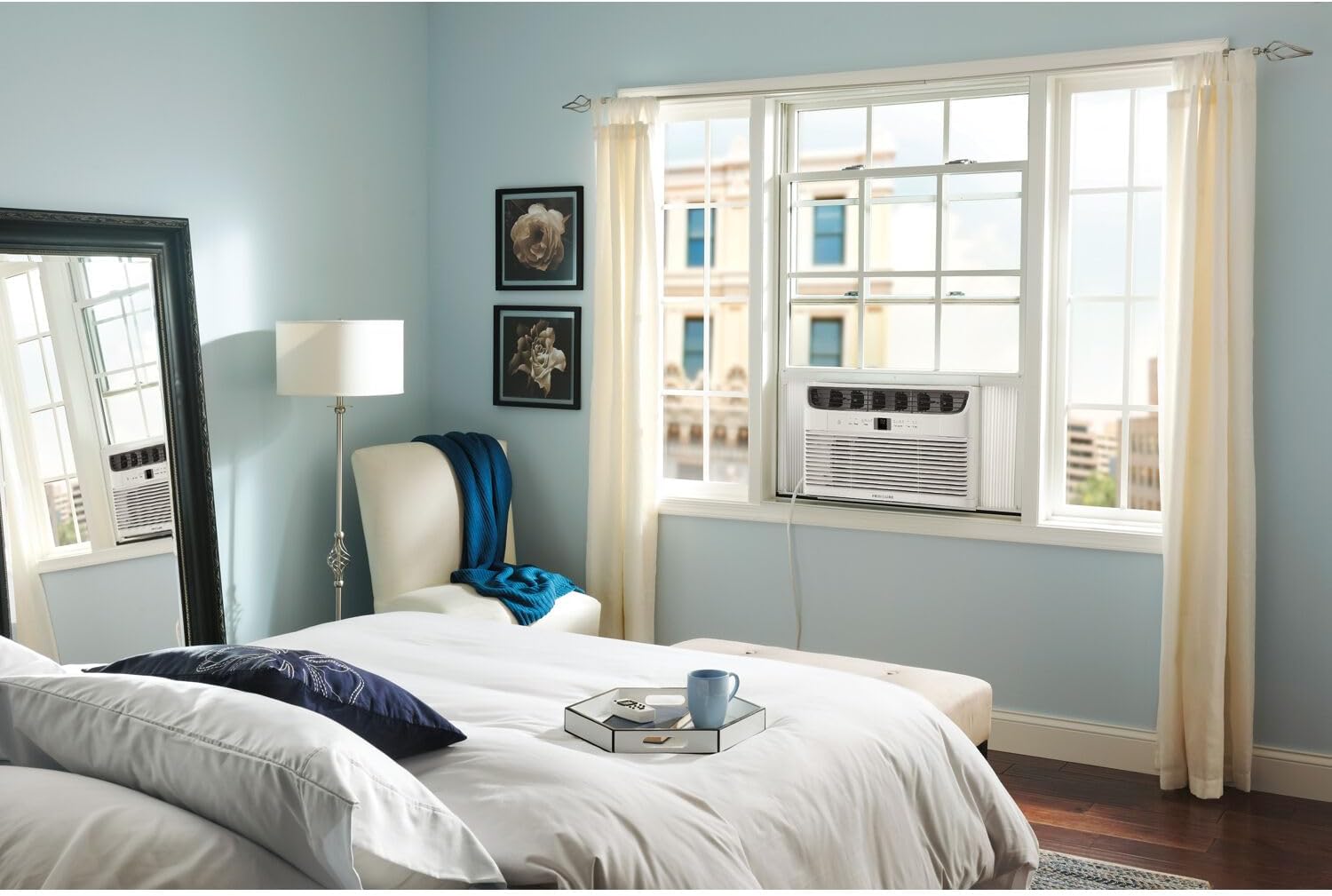 Frigidaire 6,000 BTU Window Air Conditioner and Dehumidifier, 115V, Cools up to 250 Sq. Ft. for Apartment, Dorm Room, Small/Medium Rooms, with Remote Control, White