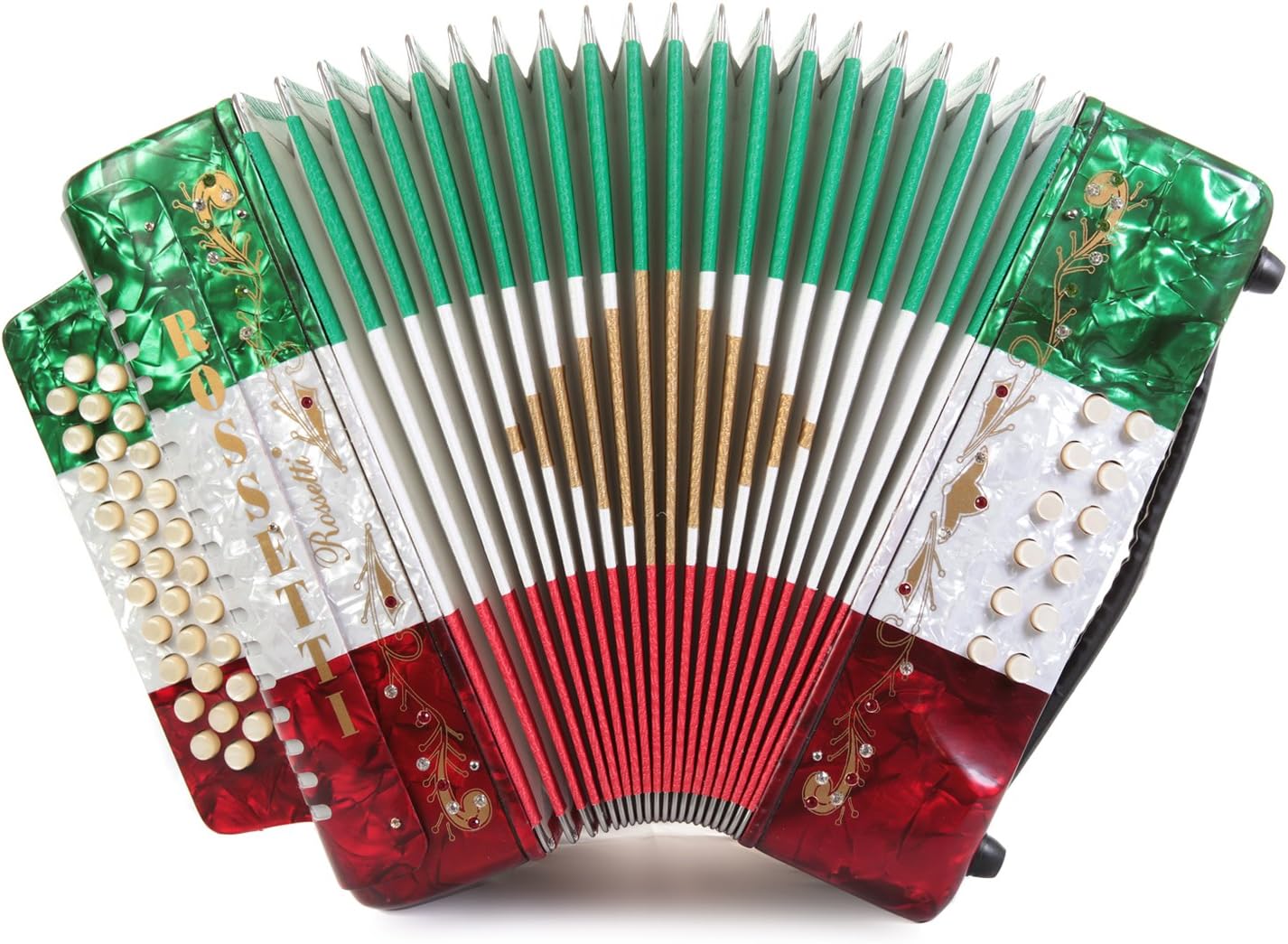 Rossetti 31 Button Accordion 12 Bass GCF Mexican Flag