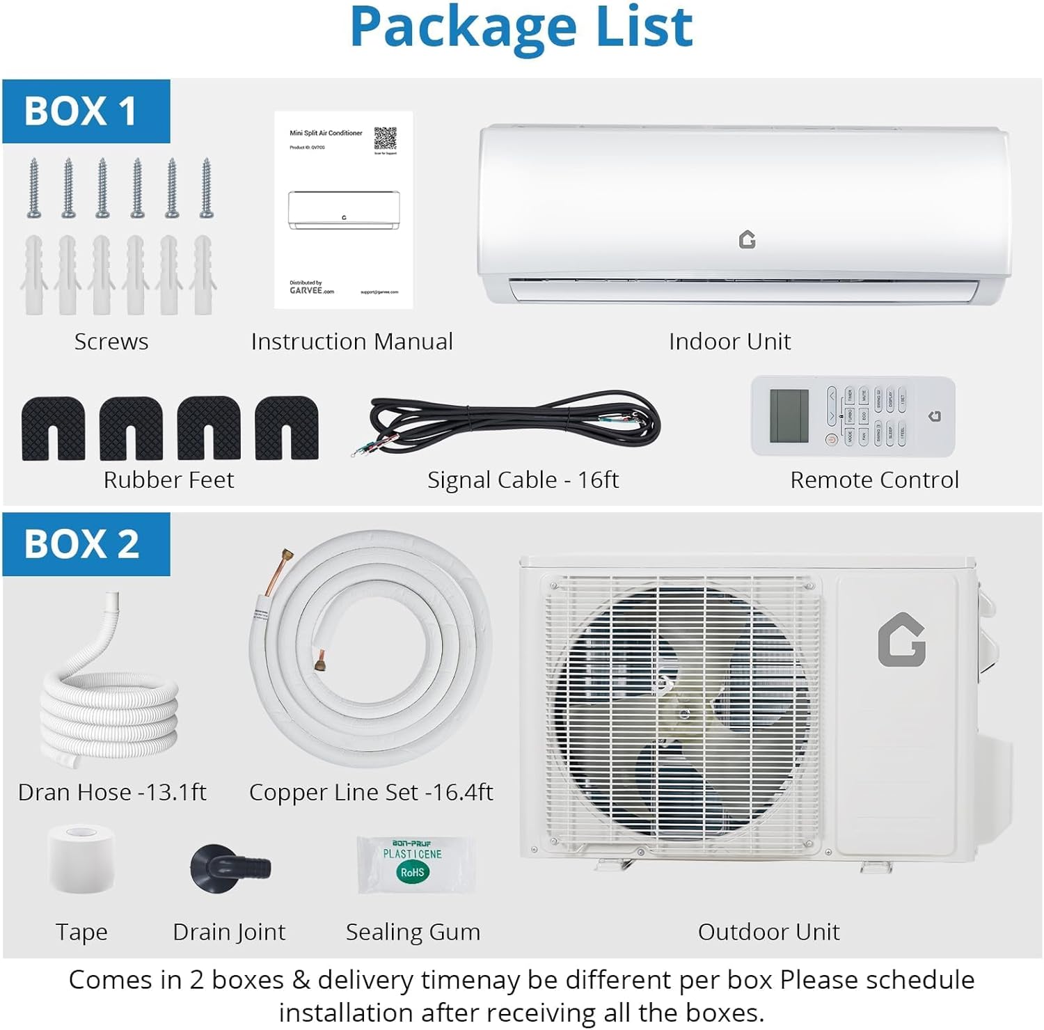 Smart Ductless Mini Split AC & Heat Pump, 12,000 BTU, 20 SEER2, 208-230v, WiFi/App/Remote Control, Quiet Inverter System for 750 Sq.Ft, Complete Installation Kit