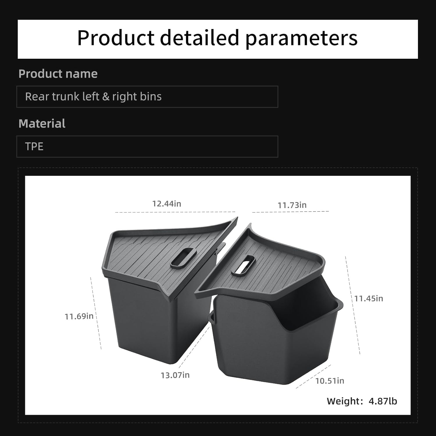 LUCKEASY Rear Trunk Storage Bins & Trunk Corner Up Storage Box for Tesla Model Y Juniper 2025 2026 Trunk Side Storage Box for Model Y Juniper 2025.03-Present Accessories Black TPE