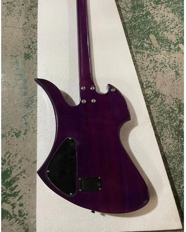 Electric Guitar with Unique Body Shape, Dual Pickups & Fixed Bridge – Full Size 6-String Solid Body Guitar in Purple Finish for Stage Performance, Studio Recording & Home Practice Musicians