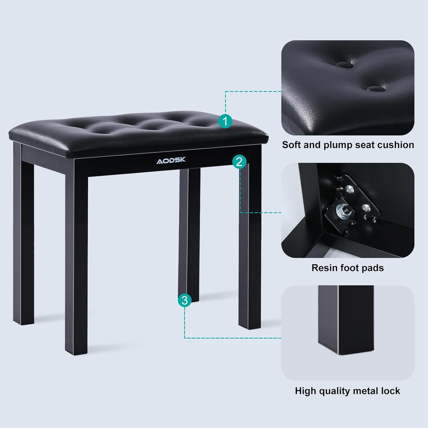 AODSK AD-X1 Beginner Digital Piano 88 Key Keyboard+AODSK Iron Piano Bench UAP-10