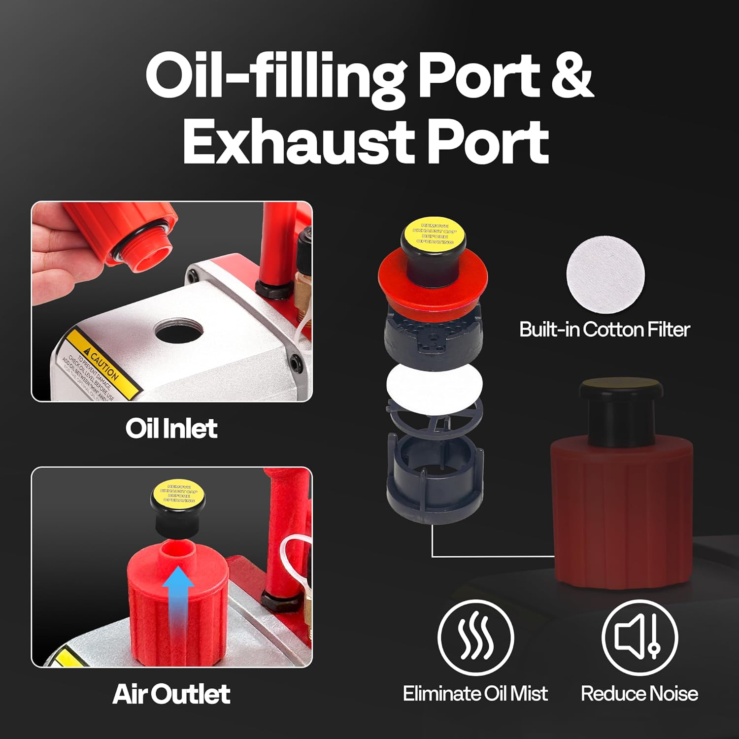 VIVOHOME 110V 1/4 HP 3.5 CFM Single Stage Rotary Vane HVAC Vacuum Pump and 3 Way AC Manifold Gauge Set with 4ft Hoses & Accessories for Auto Air Conditioning Refrigeration Recharging, Red
