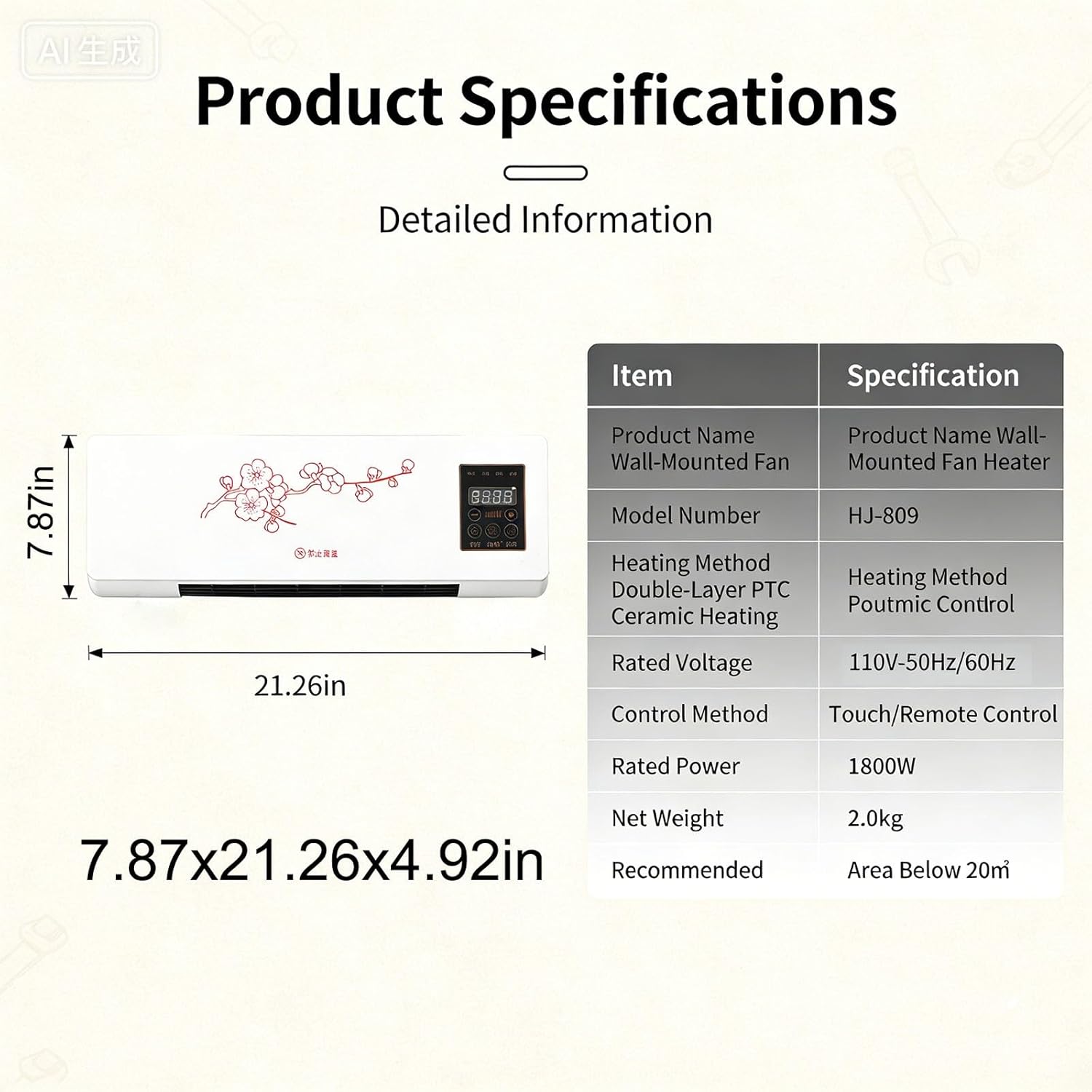 Portable Air Conditioner 2 In1 Mini Wall Mounted Smart Cooling and Heating Air Conditioner Fan for Bedroom Heater AC Unit Heating System Combo for Bathroom Office, RV(Yellow)