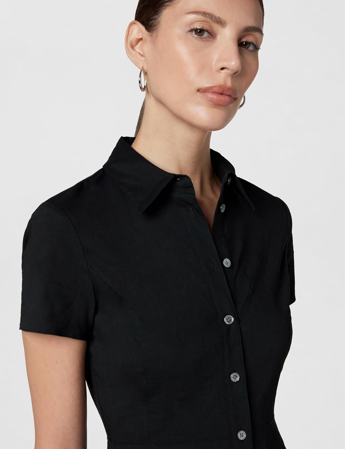 Theory Womens Short Sleeve Midi Buttondown Dress