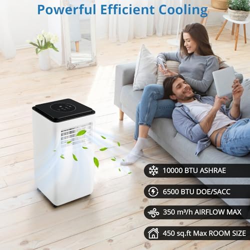 10,000 BTU Portable Air Conditioners, 2025 Upgraded Portable AC Unit Up to 350 Sq.Ft, Quiet Air Conditioner with Remote Control, Cool, Fan, Dehumidifier, 24H Timer, for Bedroom, Office, Apartments