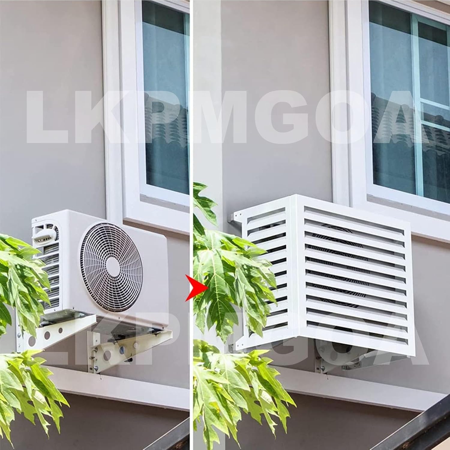 Aluminum Air Conditioner Cover, Air Conditioner Fence for Outside, Anti Theft, Noise Reduction, Wide Application, Outdoor All Weather(Brown,110cm)