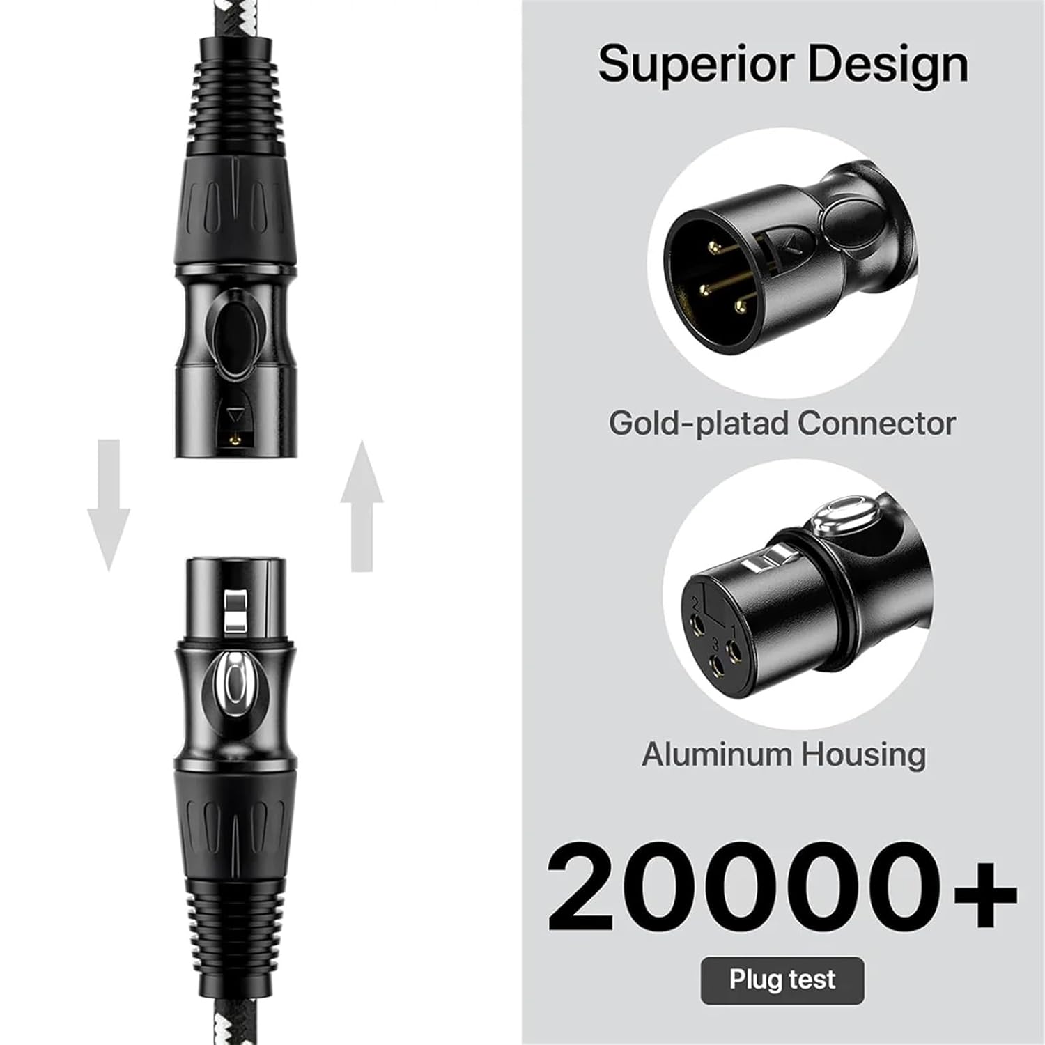 XLR Cables 3-Pin XLR Male to Female Balanced Microphone Cable Gold Plated XLR Speaker Cable for Mixer Amplifiers Record Etc(Black)