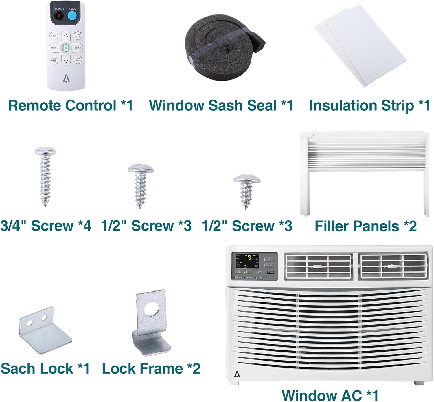 5000 BTU Window Air Conditioner for Bedroom/Living Room, Cools Up to 150 Sq. Ft., Energy-Efficient Window AC with 30% Faster Cooling, Adjustable Window Kit, Intuitive Mechanical Controls