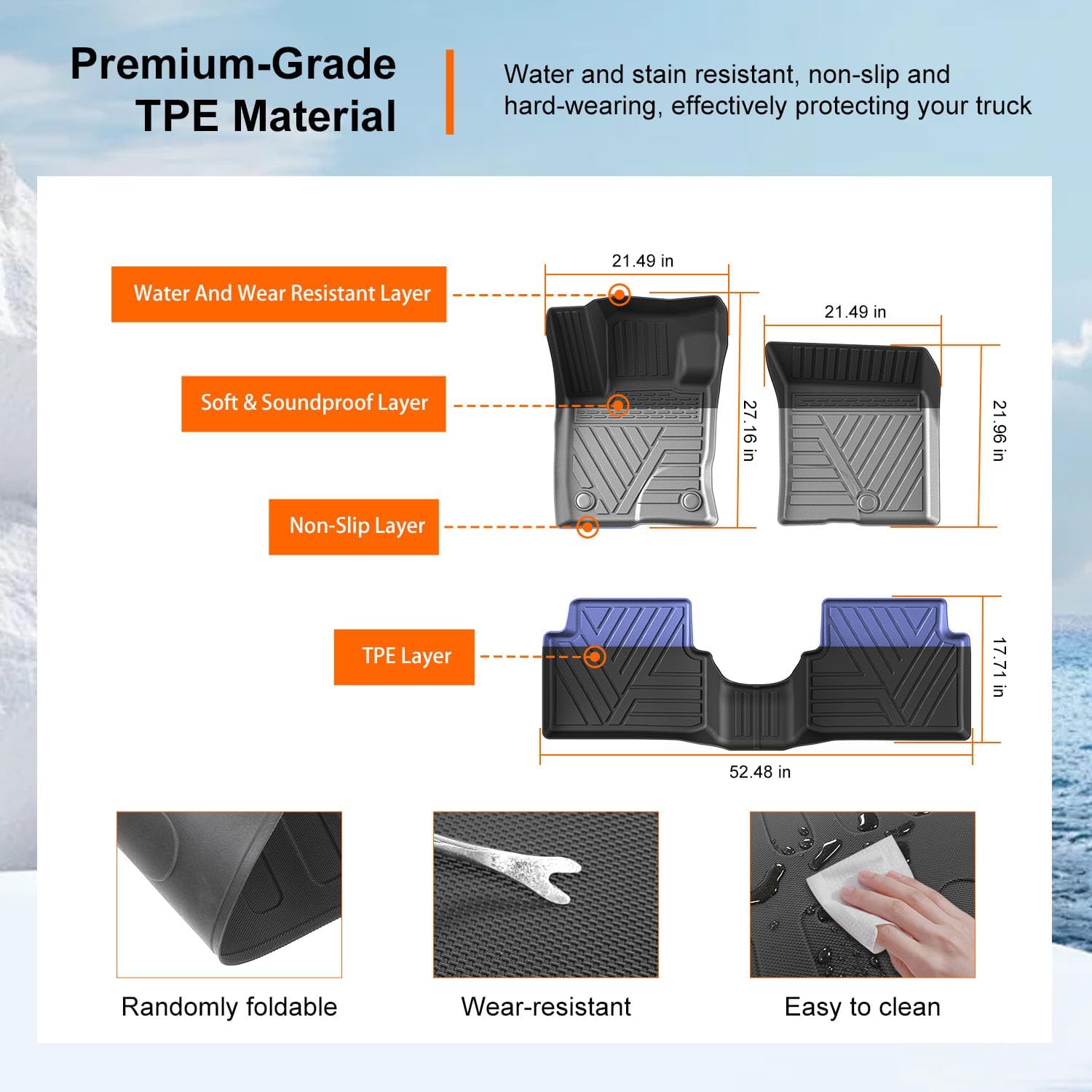 powoq Gas Floor Mat Compatible with 2022-2026 Ford Maverick Truck Bed Mat Liner Cargo Liner TPE Tailgate Mat Replacement for 2022-2024 2025 2026 Ford Maverick Accessories