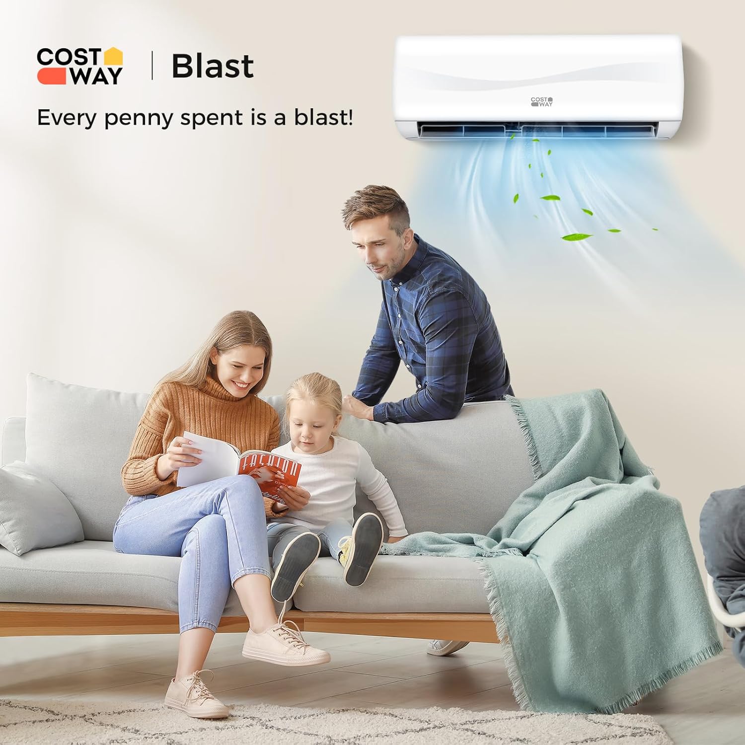 COSTWAY 24000BTU Mini Split Air Conditioner& Heater,18.5 SEER2 208-230V Wall-Mounted Ductless AC Unit Cools Rooms up to 1500 Sq. Ft, Energy Efficient Inverter AC w/Heat Pump (Blast Series)