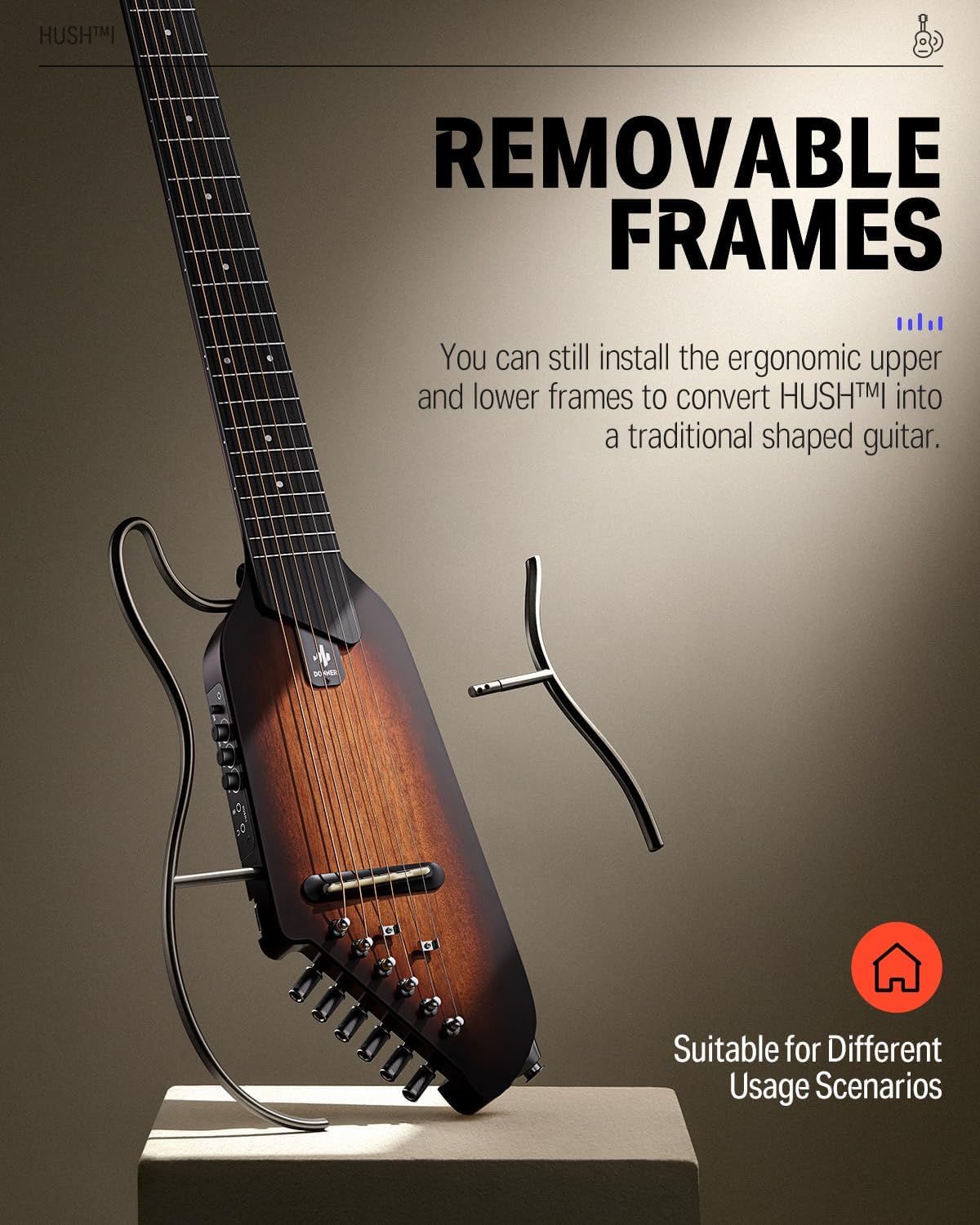 Donner HUSH I Portable Travel Electric Acoustic Guitar and Donner Mini Electric Guitar Amp 3W