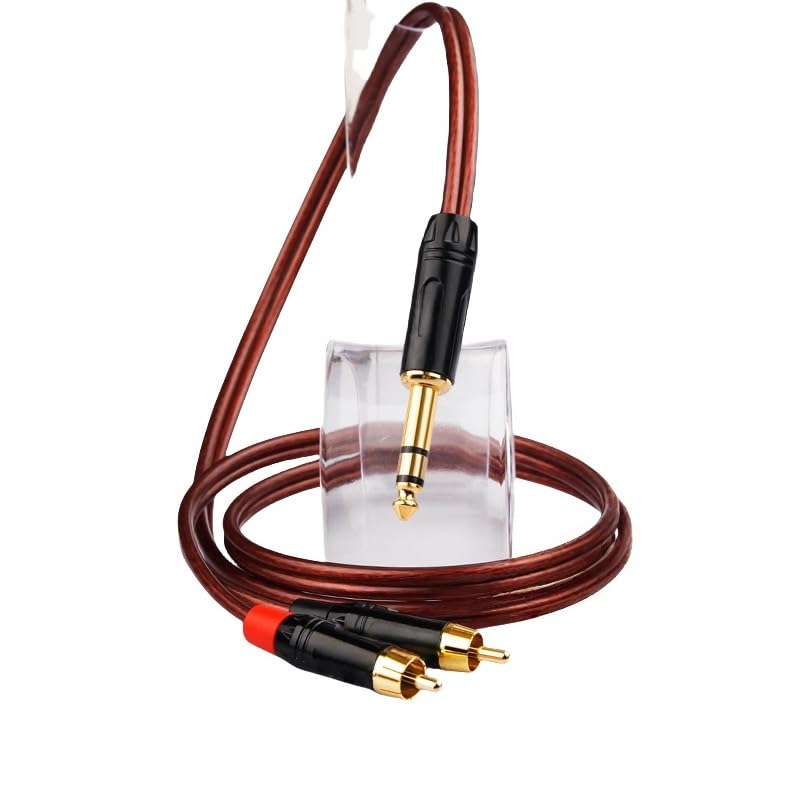 6.5mm to 2R/*CA Audio Cable 1 to 2 HiFi OFC Preamp/Electronic Piano/Decoder Connected to Effects Unit/AMP Speakers(S-6.5(L)-2RCA,1m)