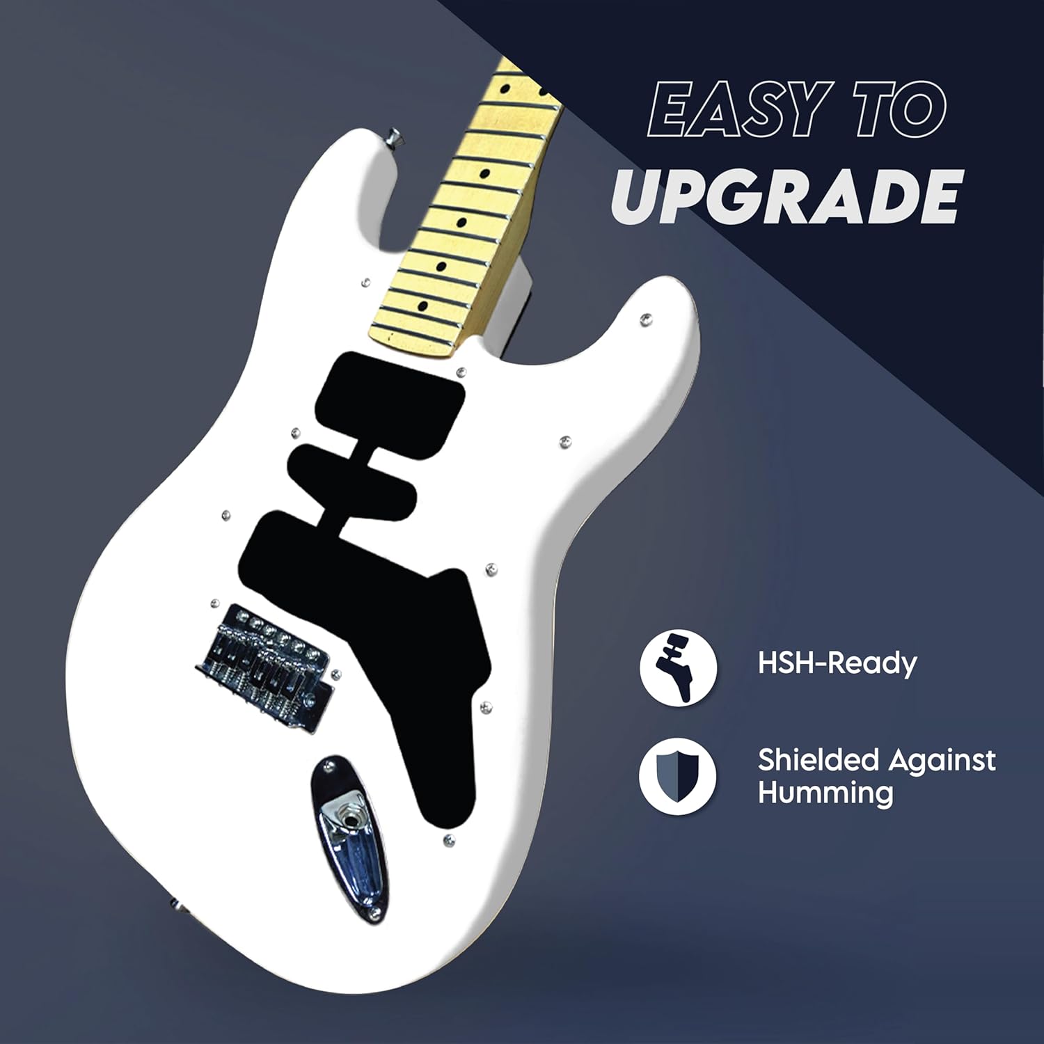 Gigline Skycaster Electric Adult S-Type Full Size, Alder Body, Stainless Steel Frets (Ball End), Bone Nut, SSS Alnico V, Black