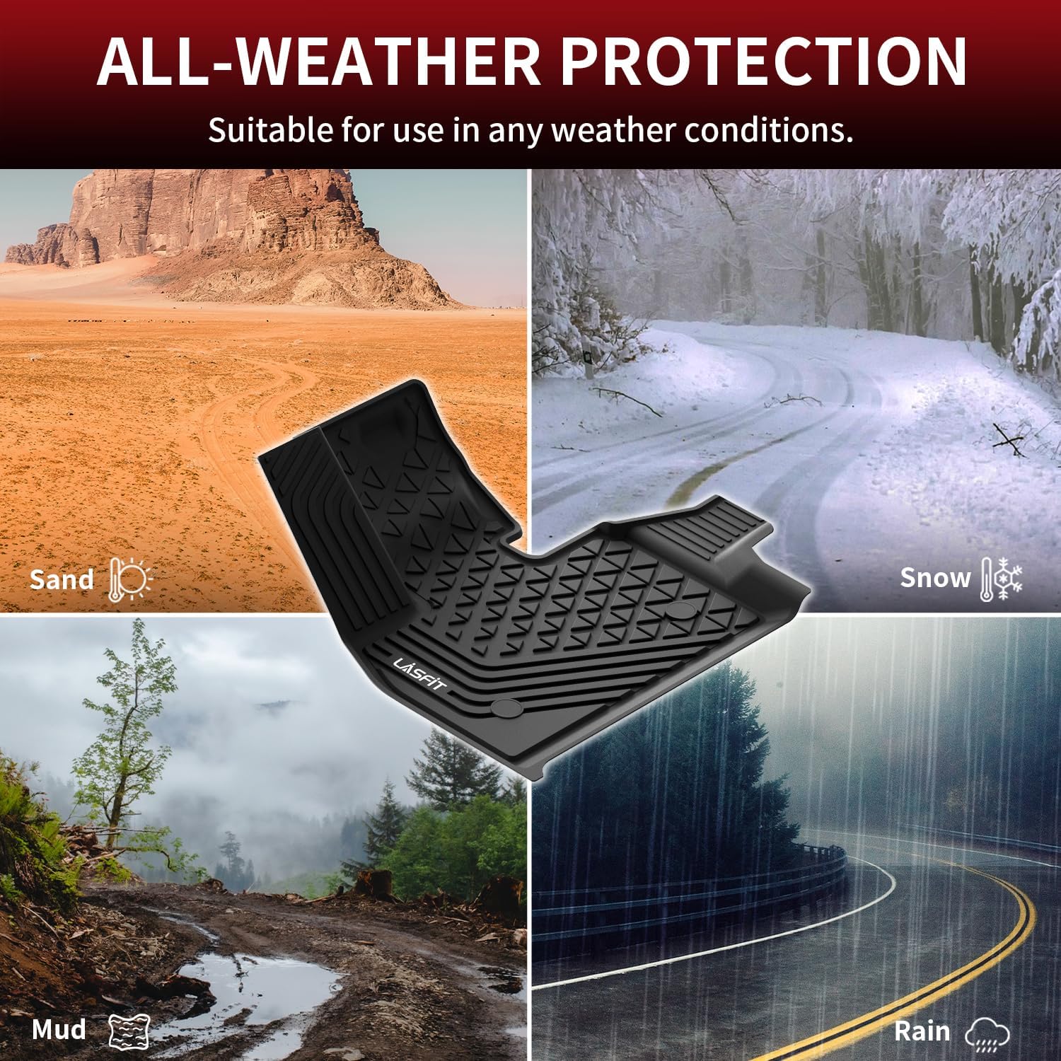 LASFIT Floor Mats & Cargo Liner for BMW IX 2022-2024 2025 2026 xDrive45 xDrive50 xDrive60 M60 M70, All Weather Protection Floor Liners, TPE Car Mat for BMW Accessories 1st & 2nd Row & Trunk Full Set