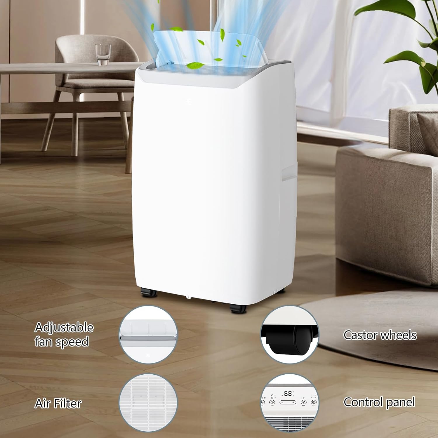 Portable Air Conditioners 12000BTU, 4-in-1 Portable Air Cooler with Sleep Mode, Auto Swing, Dehumidifier & Fan Modes, LED Display Air Conditioners for Bedroom, Office, Easy-to-Clean Washable Filter