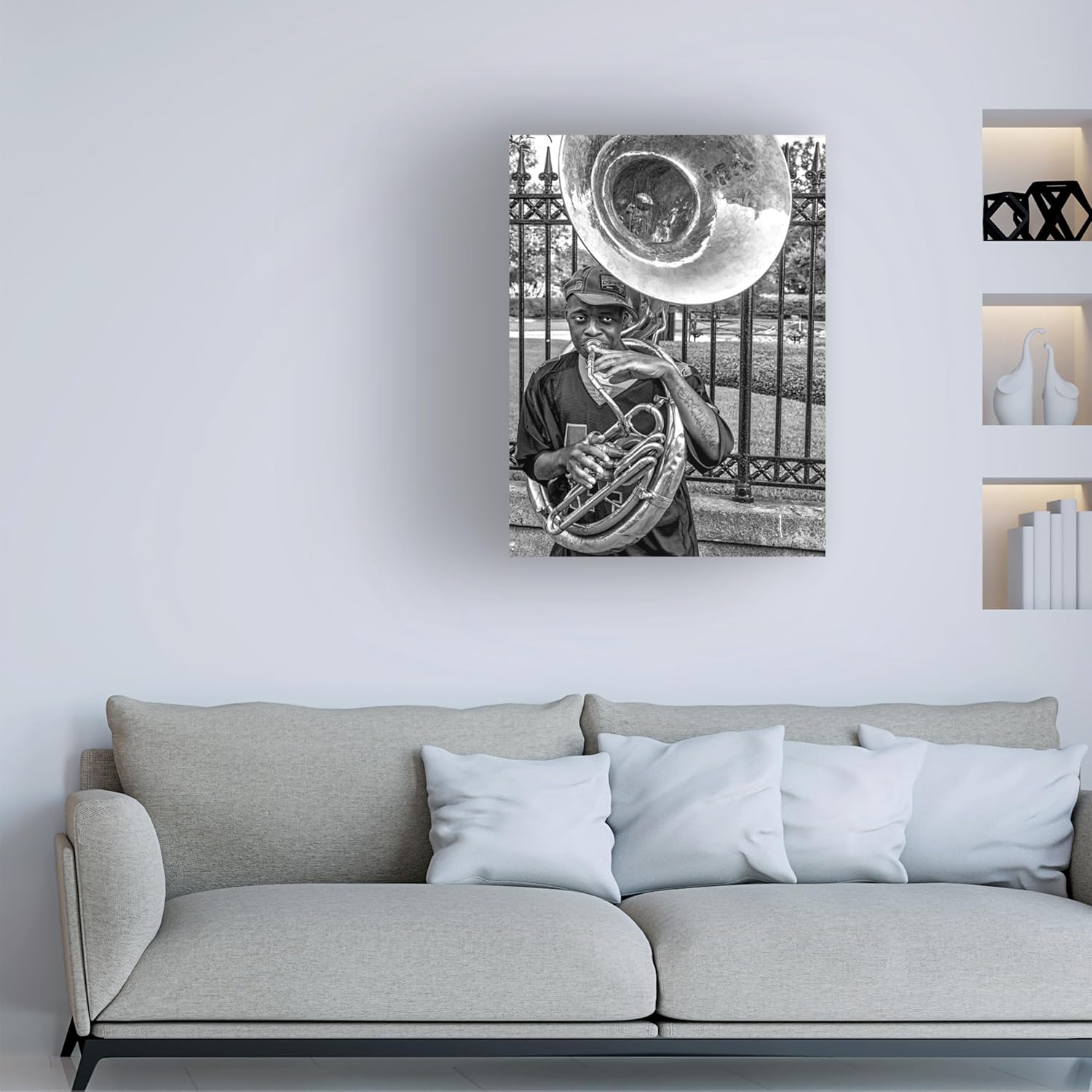 Wrapped Canvas Wall Art - Kirk Cypel 'They Say Its The Sousaphone Players You Have To Look Out For' Wall Art for Living Room, Bedroom, or Office Décor - 35x47