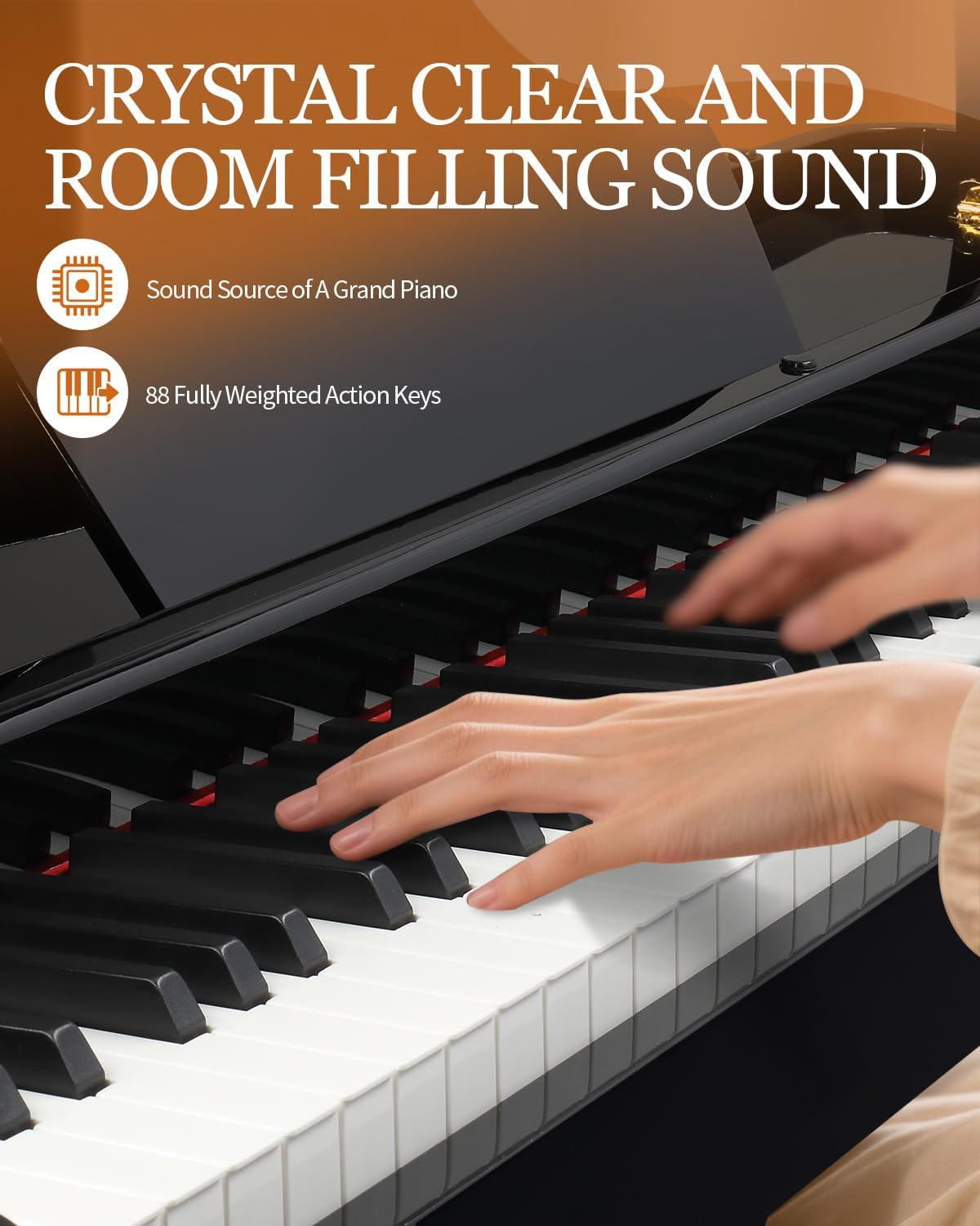 Ktaxon 88 Key Weighted Action Grand Piano, Foldable Digital Piano Keyboard with Removable Music Stand, Stereo Headphones, Dust Cover, Music Clip, Cloth, Sticker, Full Equipment for Beginner (Black)