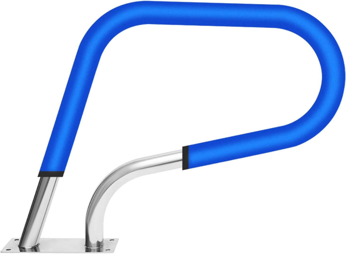 Pool Rail Pool Railing 304 Stainless Steel 264.55 LBS Load Capacity Silver U-Shaped Handrail Humanized Swimming Pool Handrail with Blue Grip Cover & Other Accessories