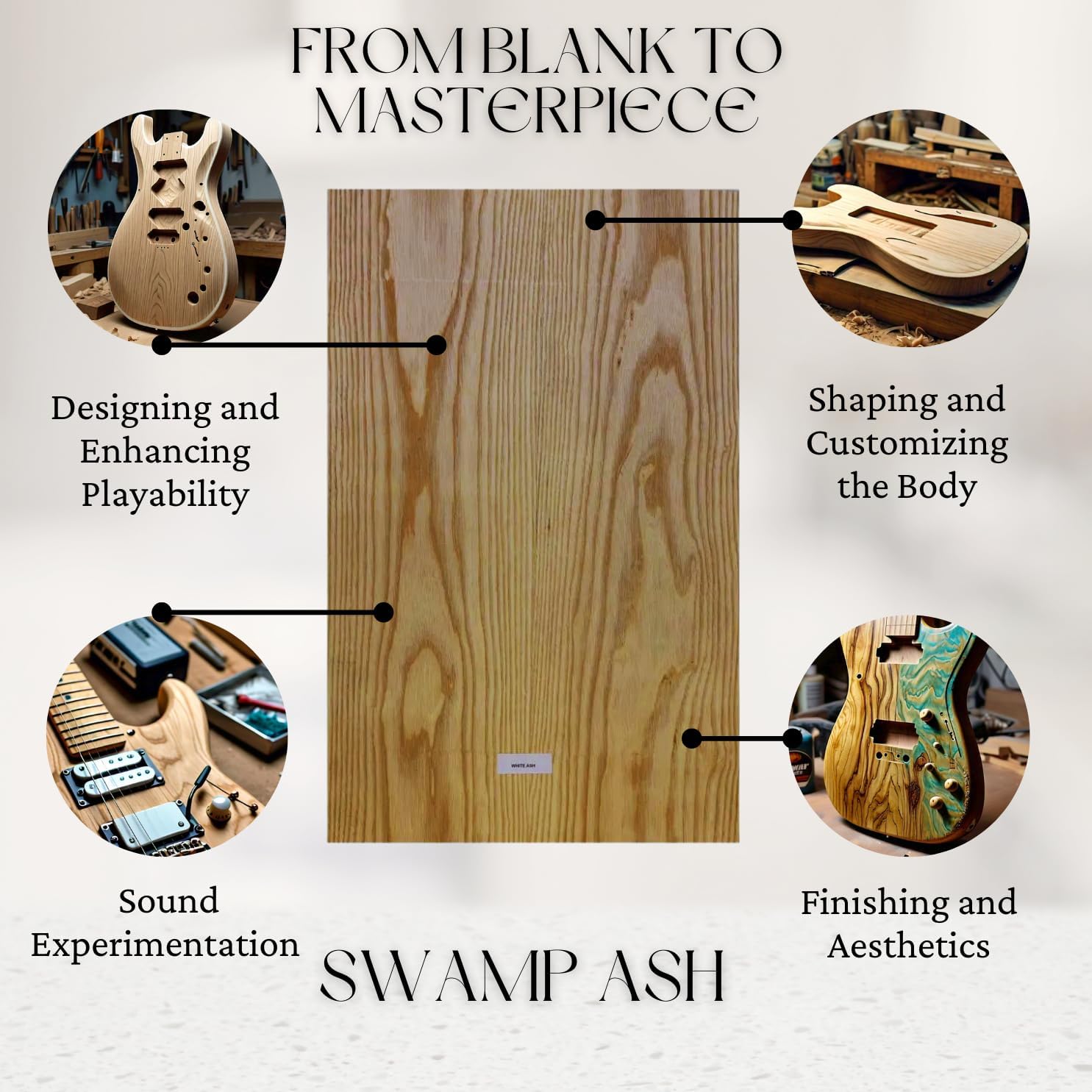 Exotic Wood Zone | Swamp Ash Semi Explorer Electric/Bass Musical Wood Body Blanks | Guitar Luthier Tonewood Suppliers | Unglued Unplaned - 24