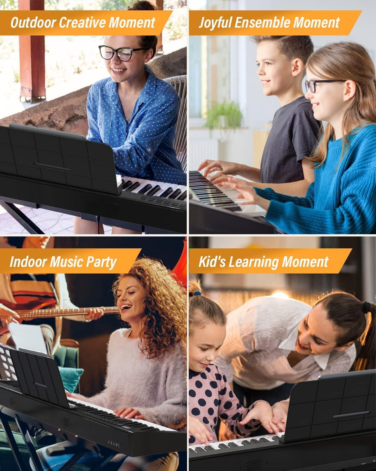 KONIX Digital Piano 88 Key Full Size Semi Weighted Electronic Keyboard Piano Set with Stand, Built-In Speakers, Sustain Pedal, Bluetooth, MIDI/USB/MIC for Beginners Adults